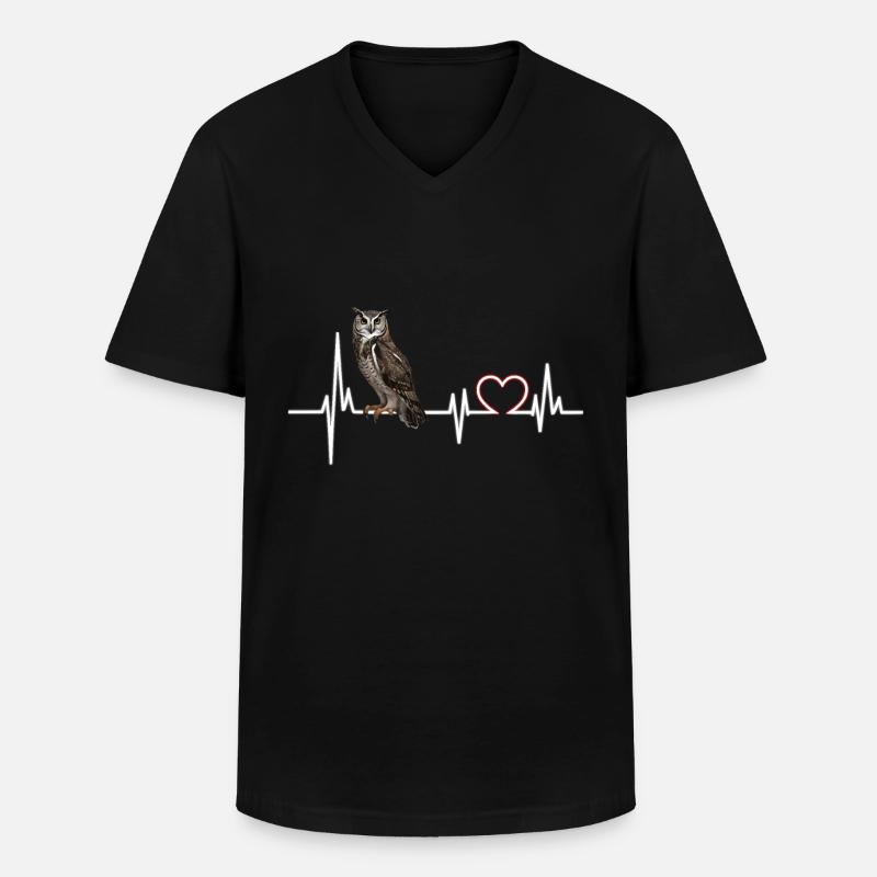 Eule - Männer-T-Shirt mit V-Ausschnitt - Schwarz