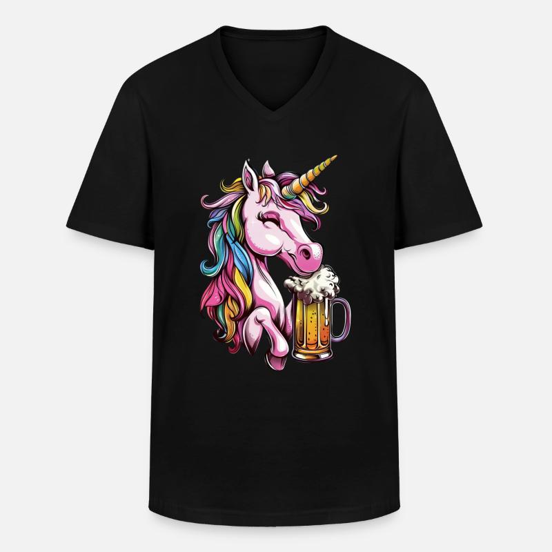 Einhorn - Männer-T-Shirt mit V-Ausschnitt - Schwarz