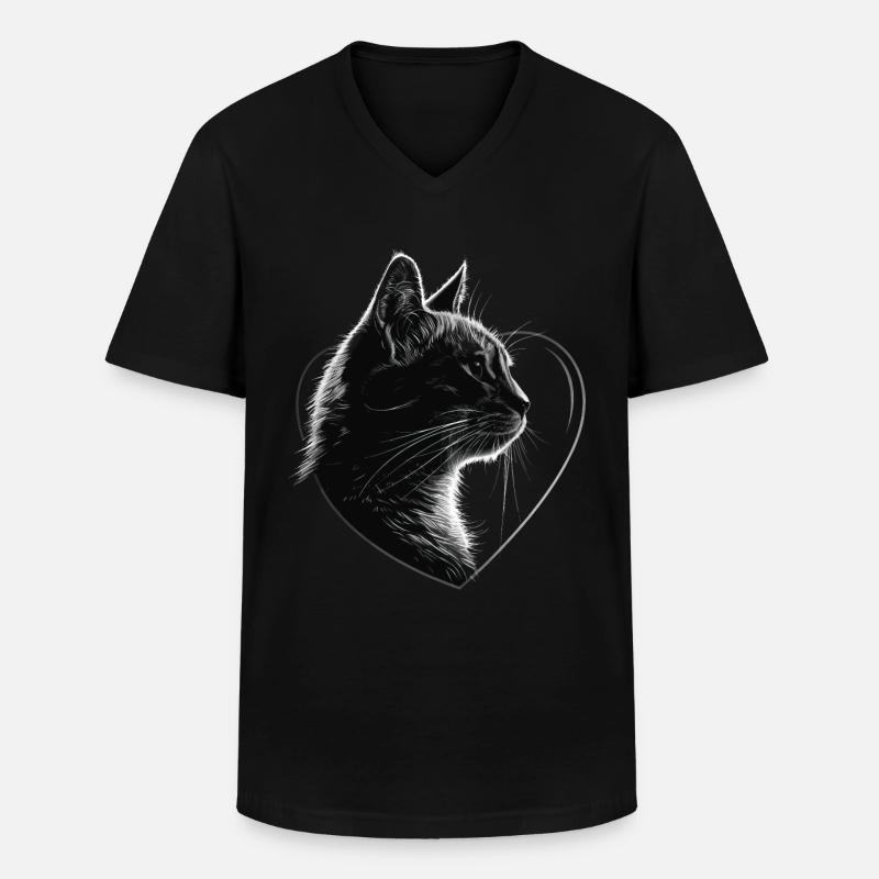Katze - Männer-T-Shirt mit V-Ausschnitt - Schwarz