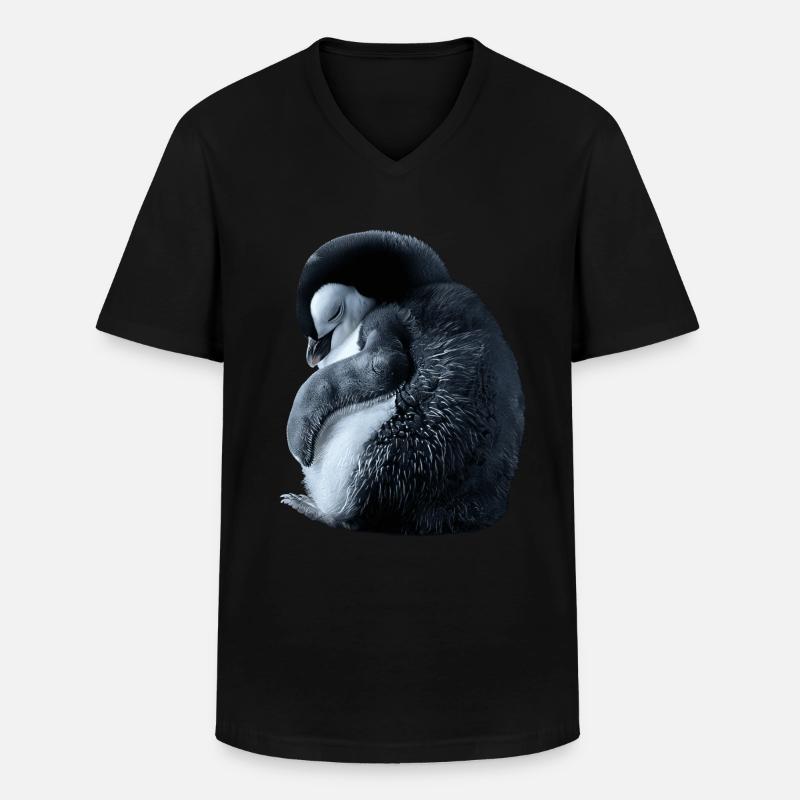 Pinguin - Männer-T-Shirt mit V-Ausschnitt - Schwarz