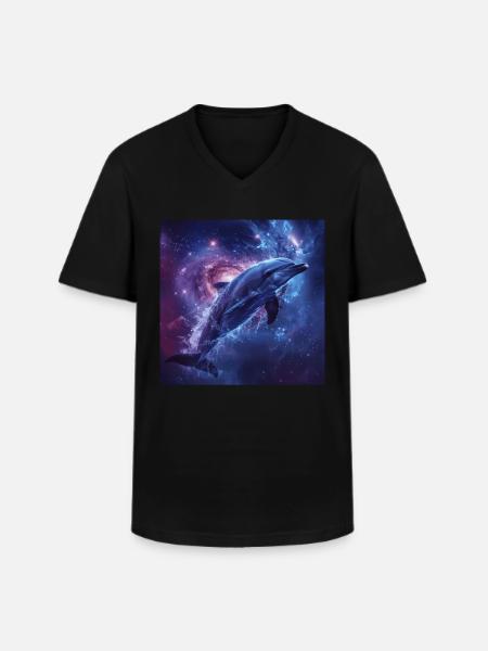Dolphin - Men's V-Neck T-Shirt - black
