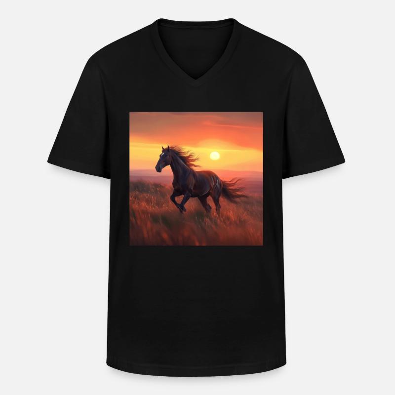 Pferd - Männer-T-Shirt mit V-Ausschnitt - Schwarz