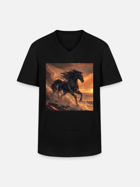 Pferd - Männer-T-Shirt mit V-Ausschnitt - Schwarz