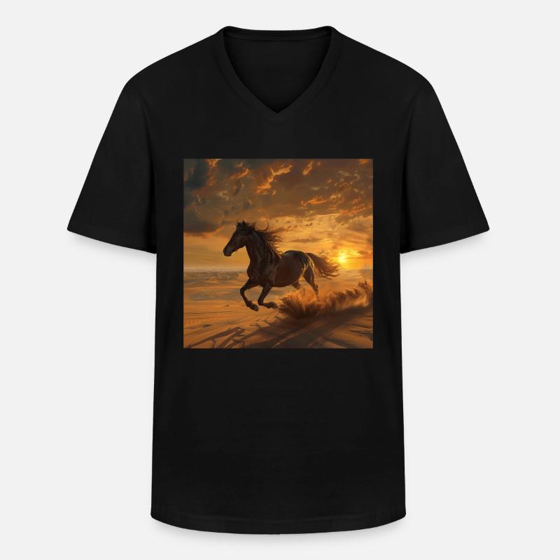 Cheval - T-shirt col V Homme - noir