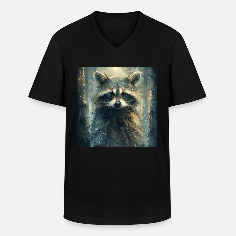 Waschbär - Männer-T-Shirt mit V-Ausschnitt - Schwarz