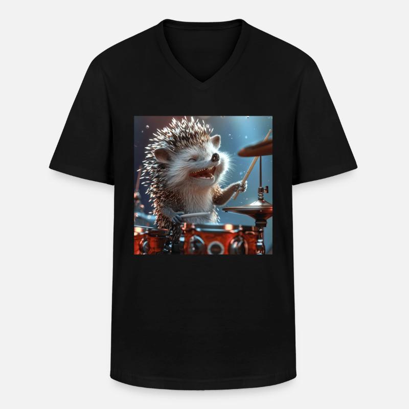 Igel - Männer-T-Shirt mit V-Ausschnitt - Schwarz