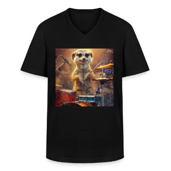 Suricate - T-shirt col V Homme - noir - Devant - AI Model Male 178 dark (178cm)