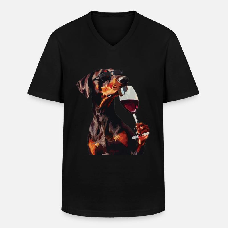Dobermann - Männer-T-Shirt mit V-Ausschnitt - Schwarz