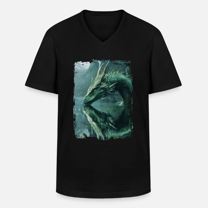 Drachen - Männer-T-Shirt mit V-Ausschnitt - Schwarz