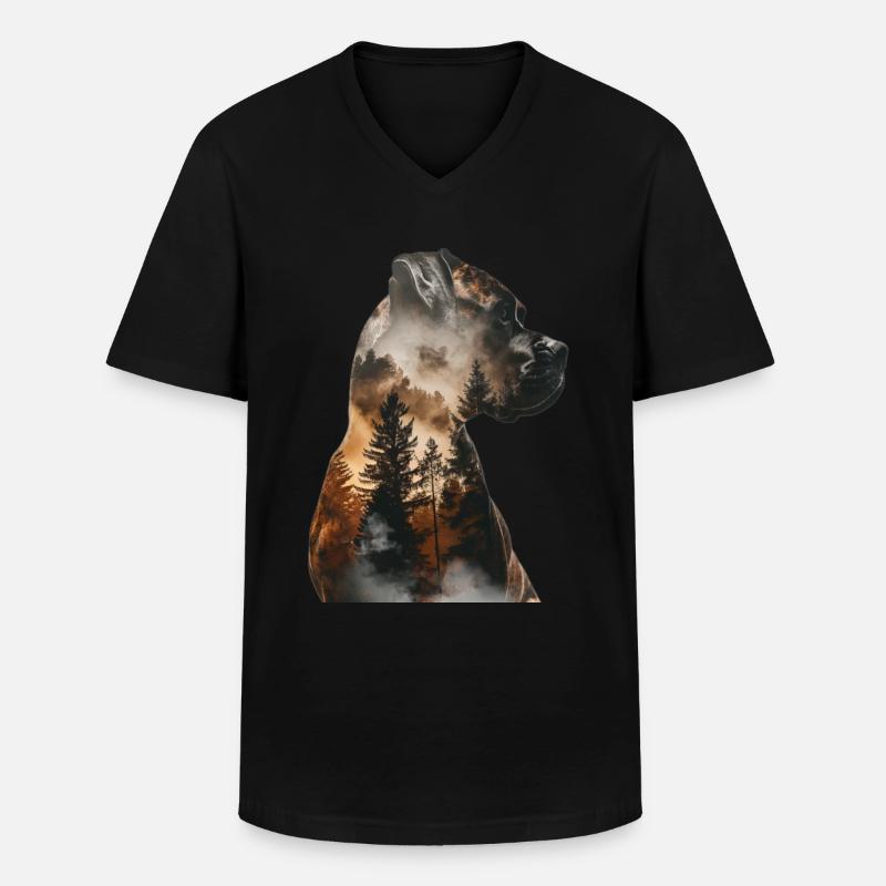 Boxer - Männer-T-Shirt mit V-Ausschnitt - Schwarz