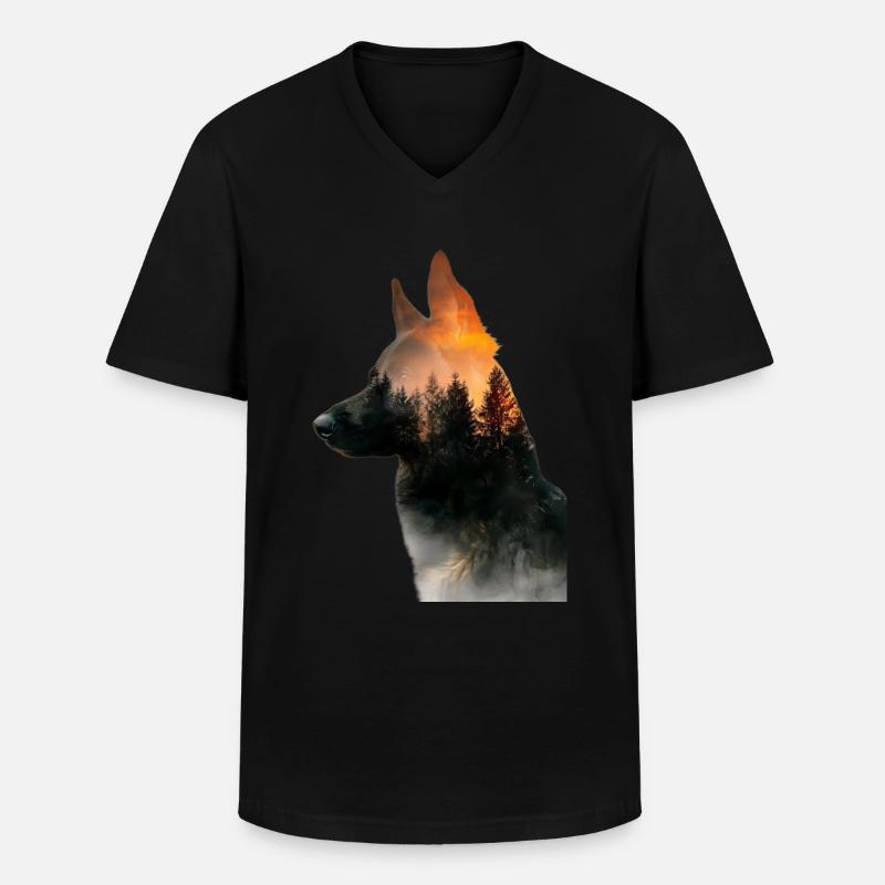 Deutscher Schäferhund - Männer-T-Shirt mit V-Ausschnitt - Schwarz