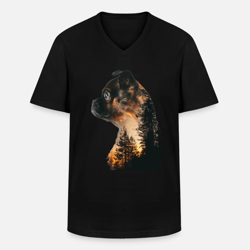 Mops - Männer-T-Shirt mit V-Ausschnitt - Schwarz