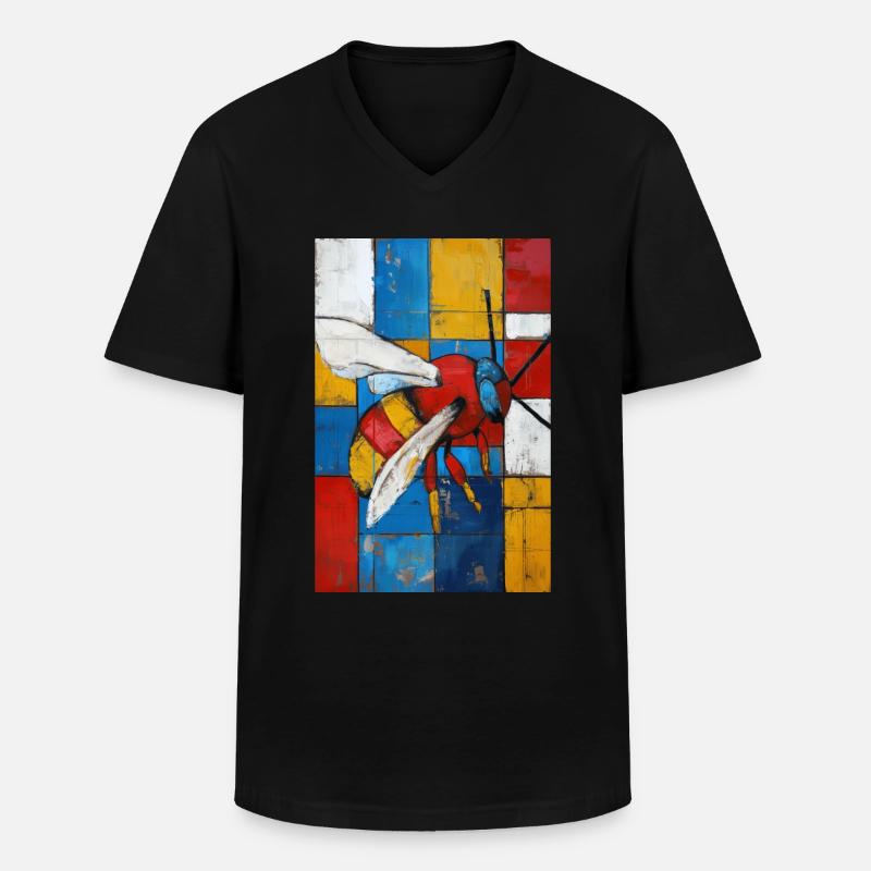 Biene - Männer-T-Shirt mit V-Ausschnitt - Schwarz