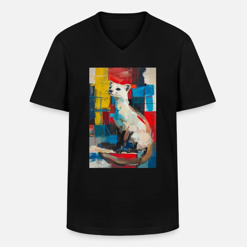Hermelin - Männer-T-Shirt mit V-Ausschnitt - Schwarz