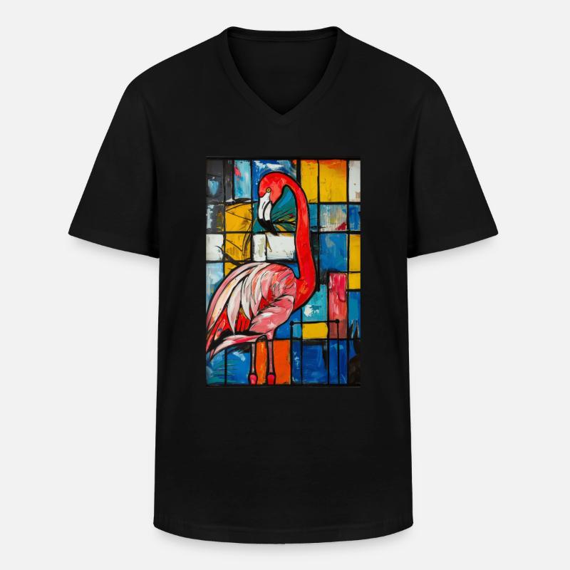 Flamingo - Männer-T-Shirt mit V-Ausschnitt - Schwarz