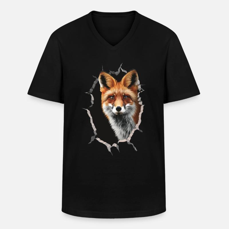 Fuchs - Männer-T-Shirt mit V-Ausschnitt - Schwarz