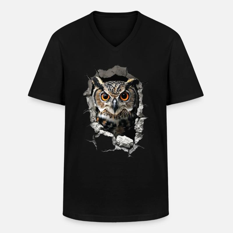 Eule - Männer-T-Shirt mit V-Ausschnitt - Schwarz
