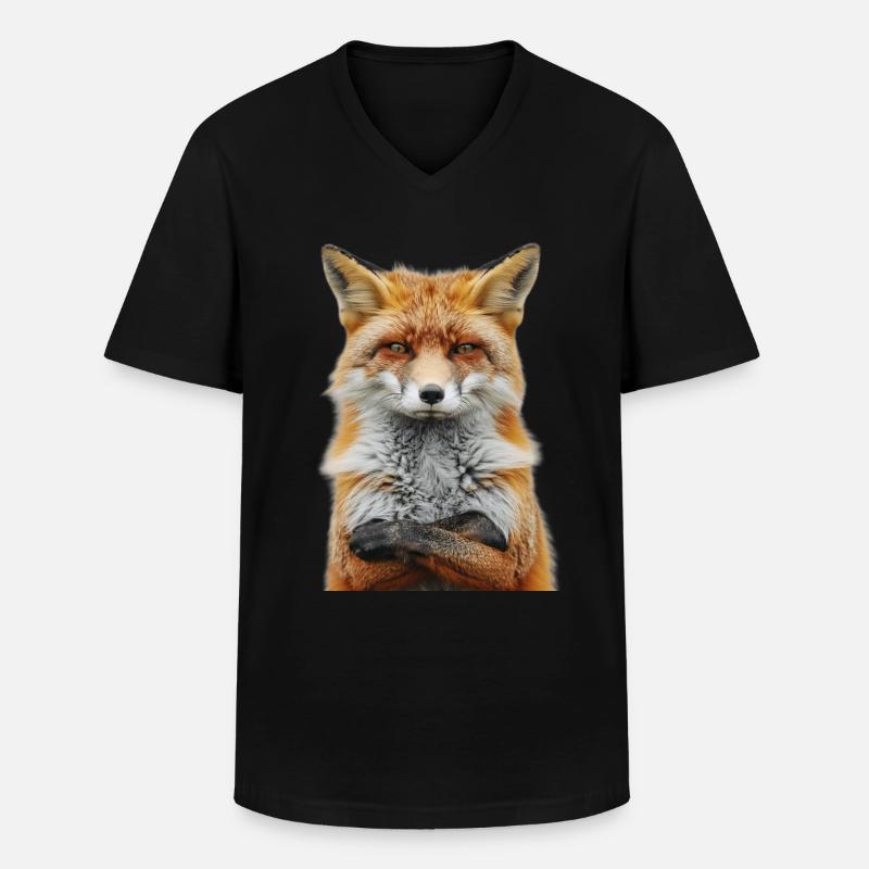 Fuchs - Männer-T-Shirt mit V-Ausschnitt - Schwarz