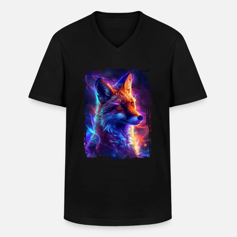 Fuchs - Männer-T-Shirt mit V-Ausschnitt - Schwarz