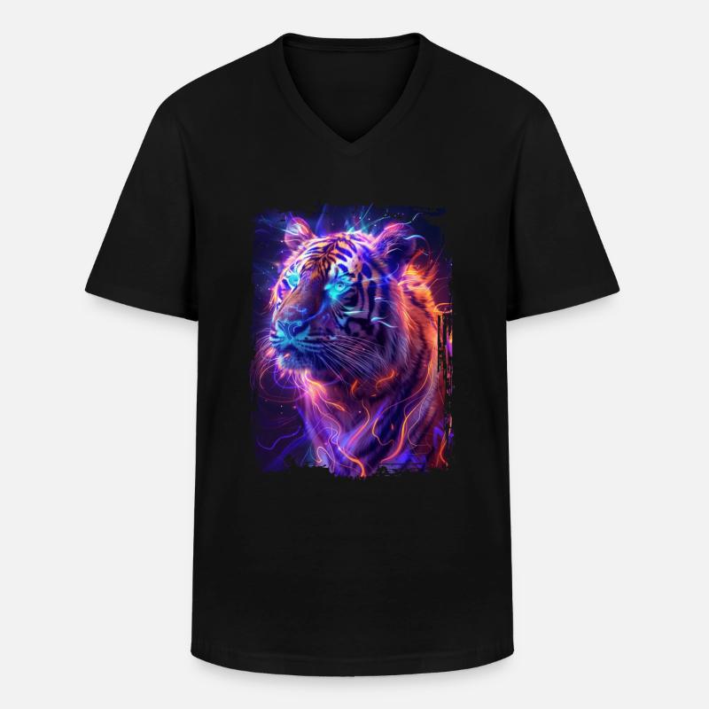 Tiger - Männer-T-Shirt mit V-Ausschnitt - Schwarz