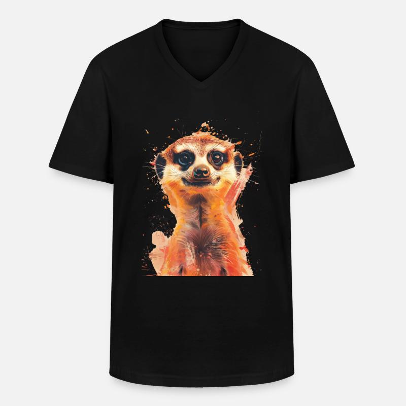 Erdmännchen - Männer-T-Shirt mit V-Ausschnitt - Schwarz