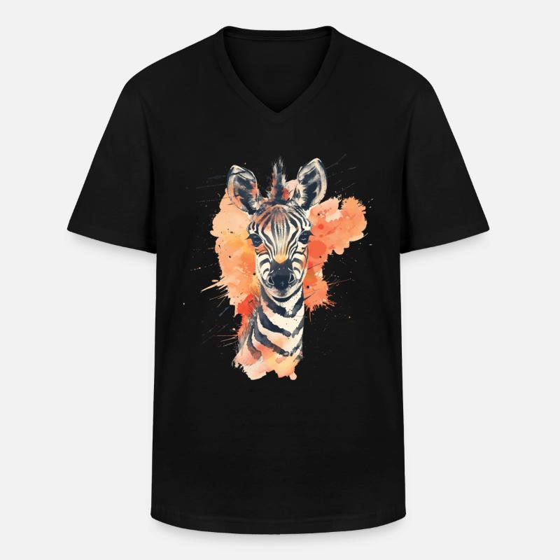 Zebra - Men's V-Neck T-Shirt - black