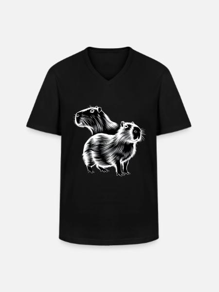 Capybara - Men's V-Neck T-Shirt - black