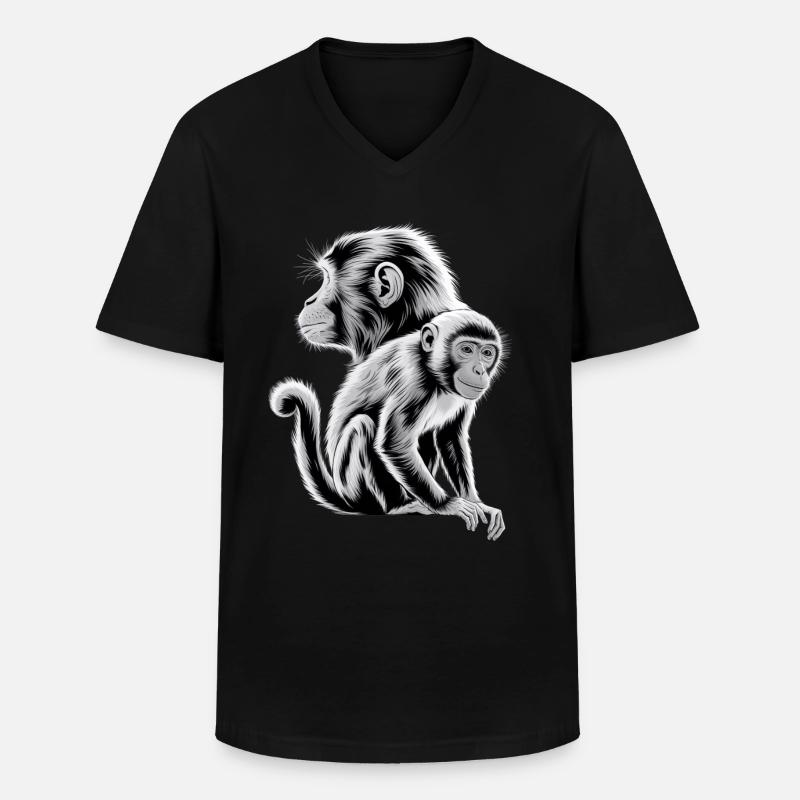 Monkey - Men's V-Neck T-Shirt - black
