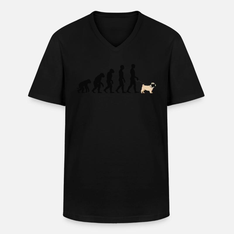 Mops - Männer-T-Shirt mit V-Ausschnitt - Schwarz