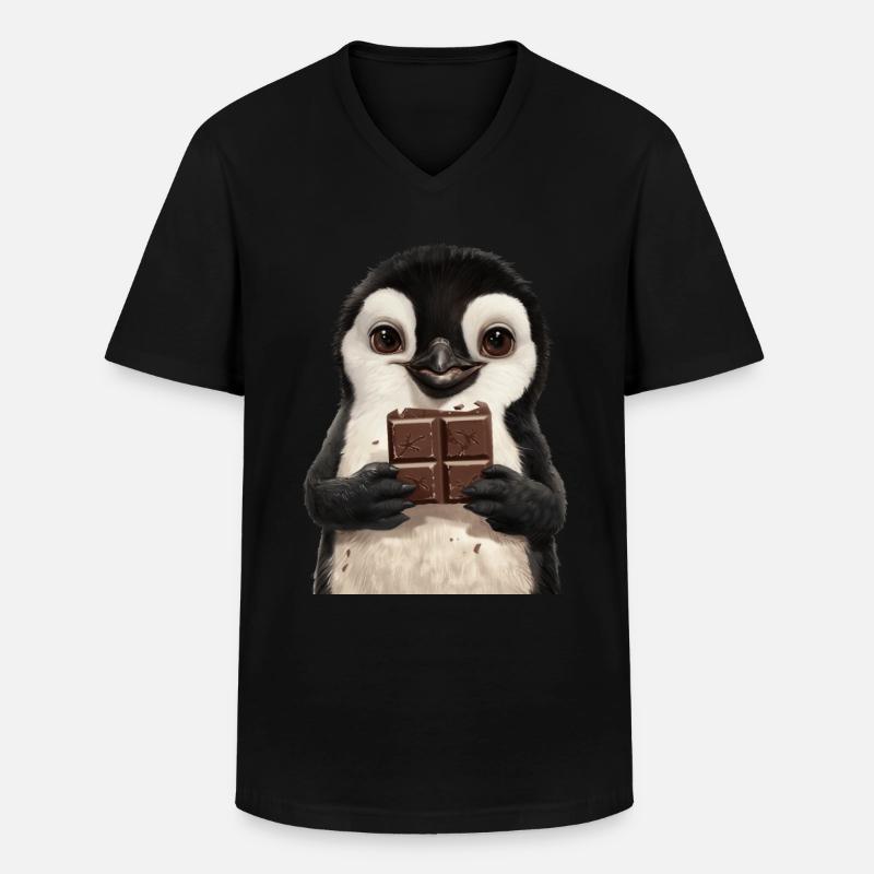 Pinguin - Männer-T-Shirt mit V-Ausschnitt - Schwarz
