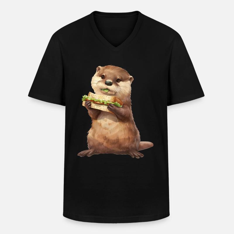 Otter - Männer-T-Shirt mit V-Ausschnitt - Schwarz