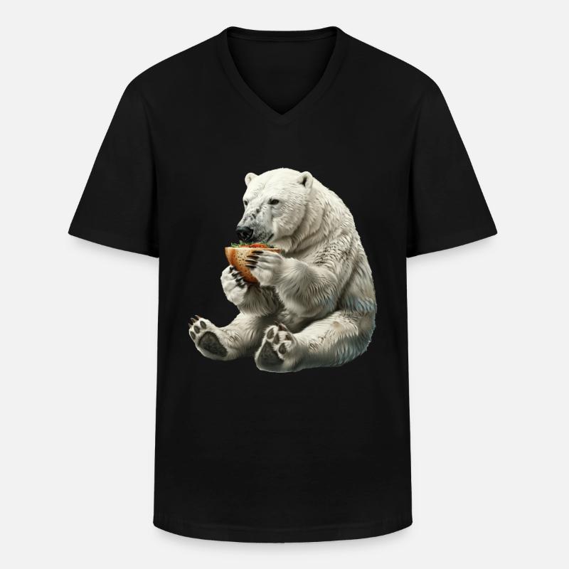 Eisbär - Männer-T-Shirt mit V-Ausschnitt - Schwarz
