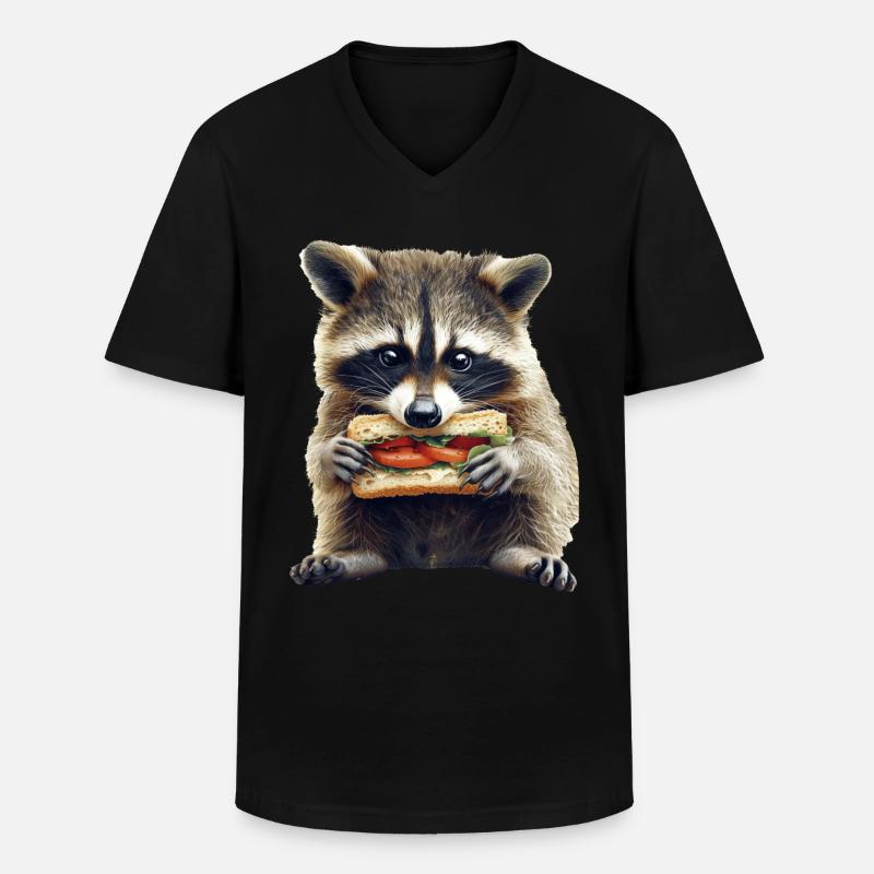 Waschbär - Männer-T-Shirt mit V-Ausschnitt - Schwarz