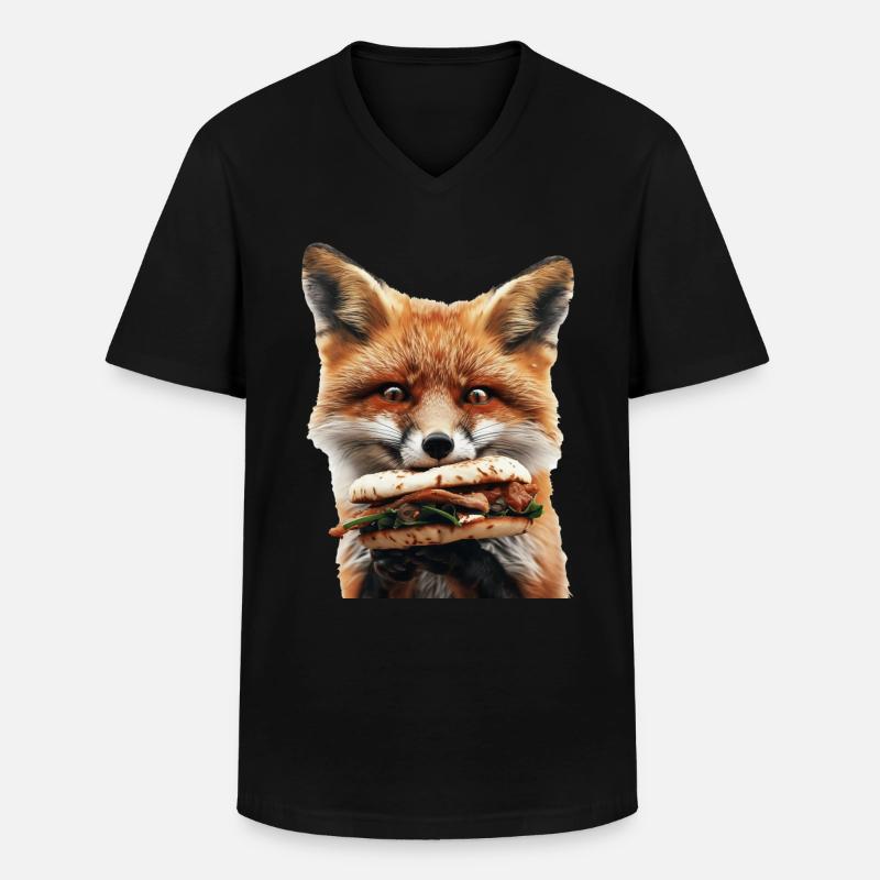 Fuchs - Männer-T-Shirt mit V-Ausschnitt - Schwarz