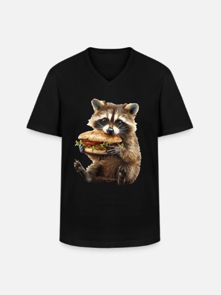 Raccoon - Men's V-Neck T-Shirt - black