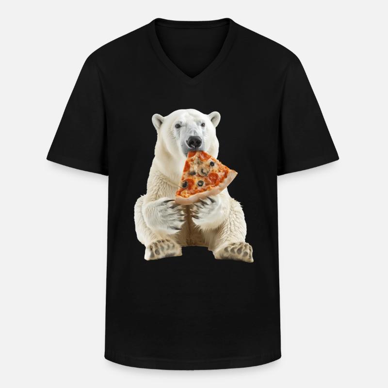 Eisbär - Männer-T-Shirt mit V-Ausschnitt - Schwarz