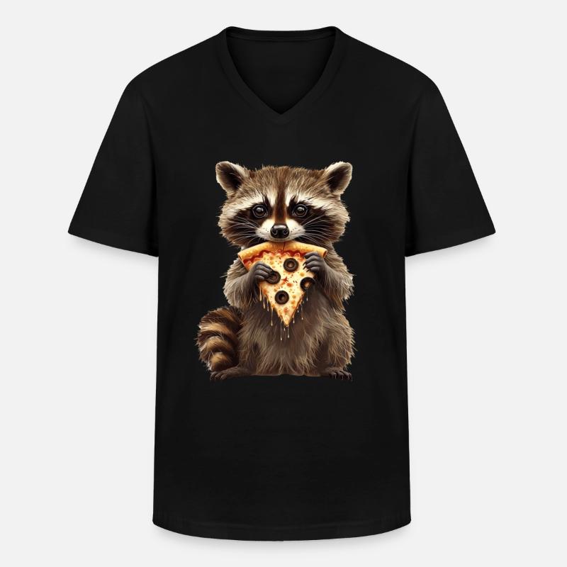 Waschbär - Männer-T-Shirt mit V-Ausschnitt - Schwarz