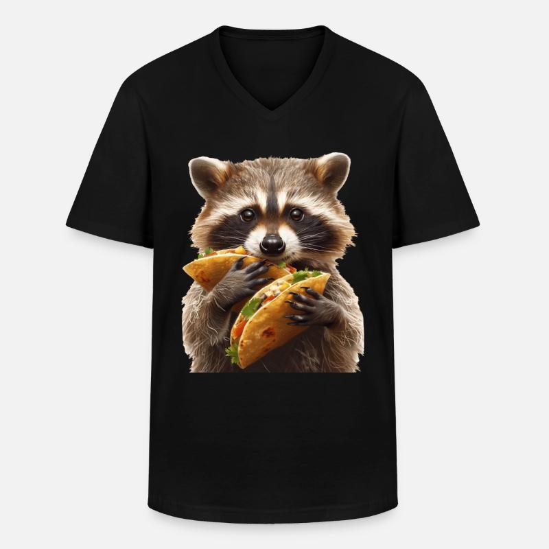 Waschbär - Männer-T-Shirt mit V-Ausschnitt - Schwarz