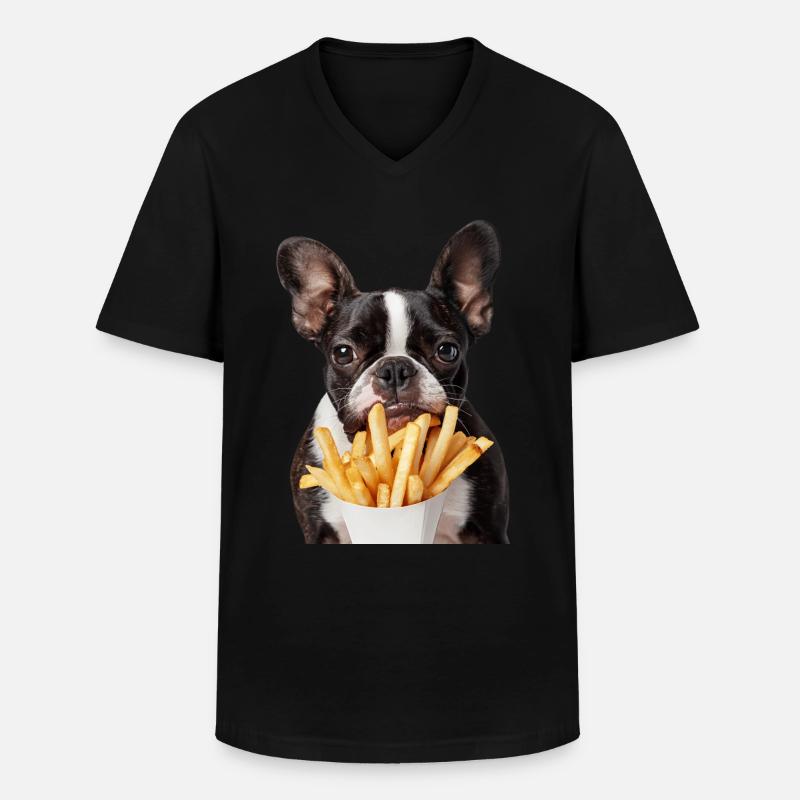 Boston Terrier - Männer-T-Shirt mit V-Ausschnitt - Schwarz