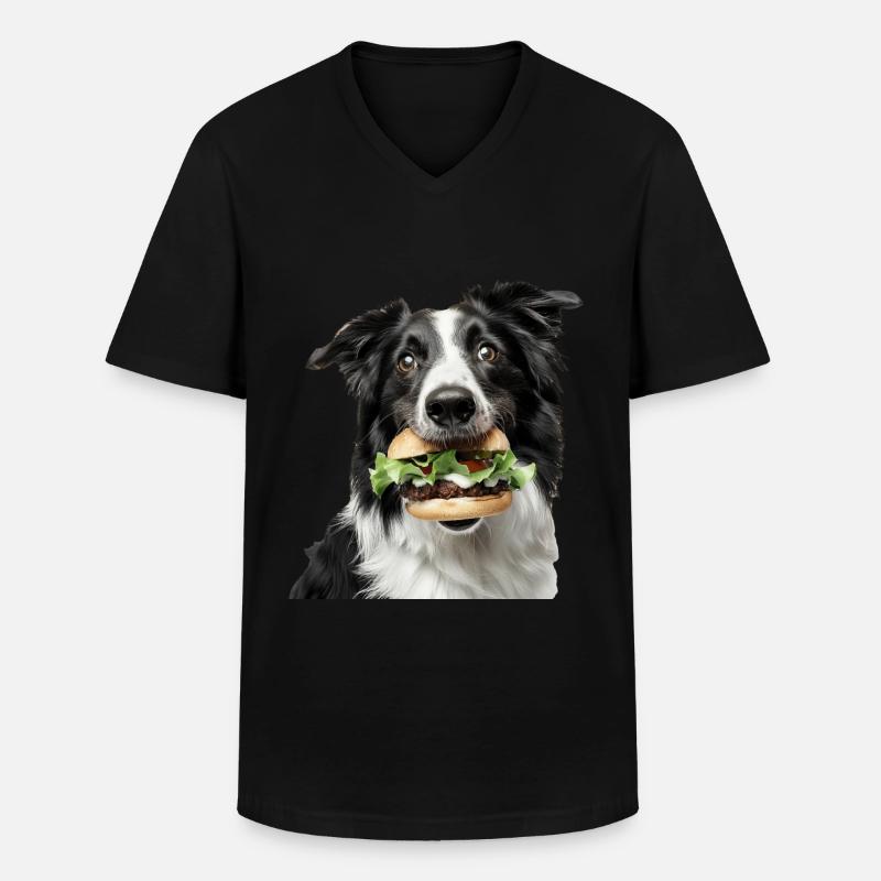 Border Collie - Männer-T-Shirt mit V-Ausschnitt - Schwarz