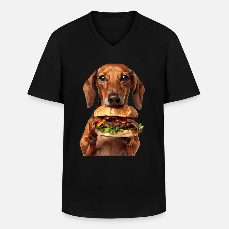 Dackel - Männer-T-Shirt mit V-Ausschnitt - Schwarz