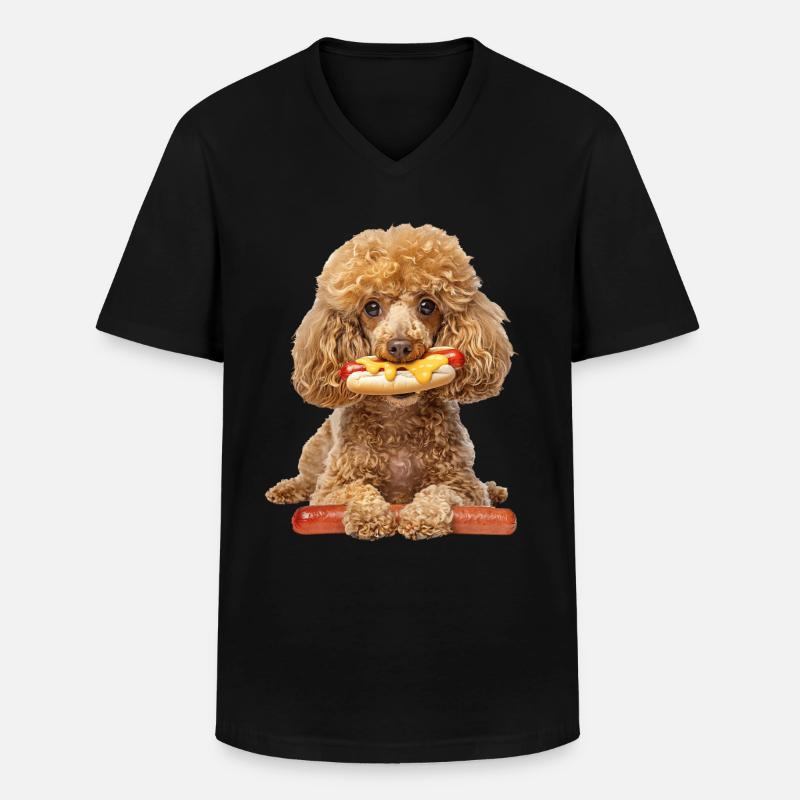 Pudel - Männer-T-Shirt mit V-Ausschnitt - Schwarz