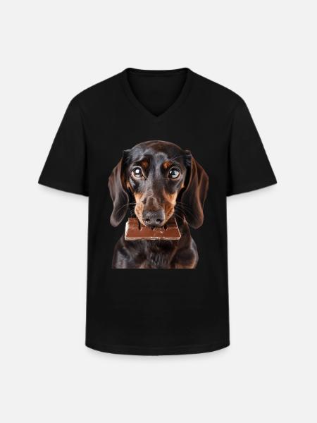Dackel - Männer-T-Shirt mit V-Ausschnitt - Schwarz