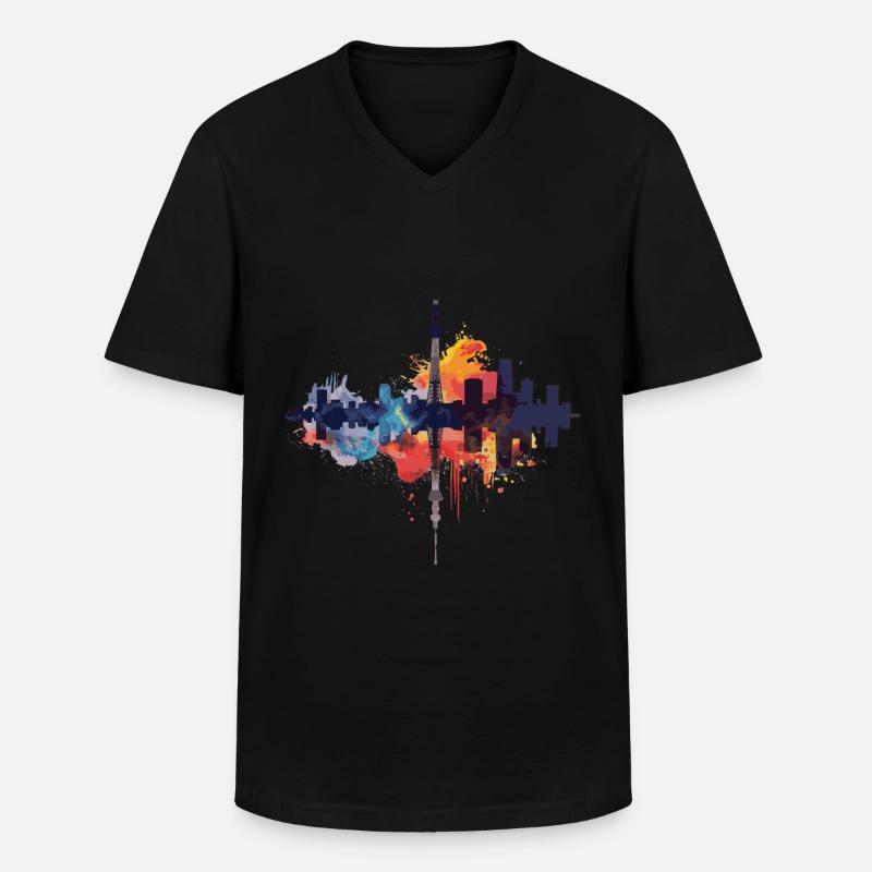 Kuki - Männer-T-Shirt mit V-Ausschnitt - Schwarz