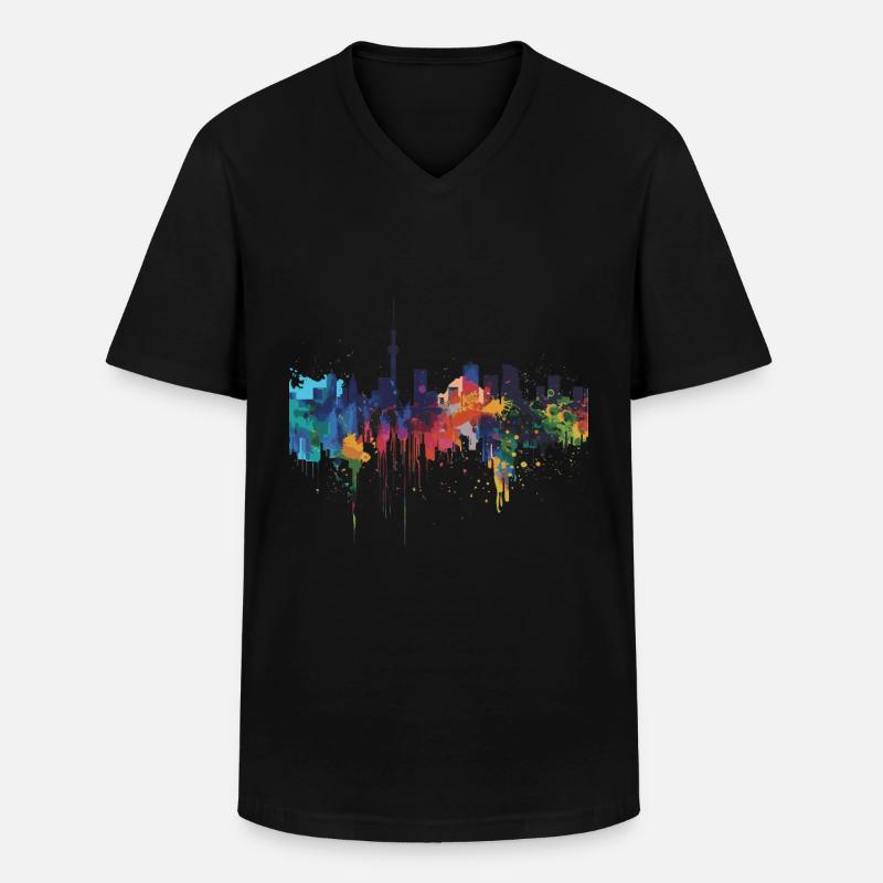 Kumamoto - Männer-T-Shirt mit V-Ausschnitt - Schwarz