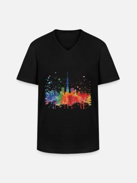 Tottori - Men's V-Neck T-Shirt - black