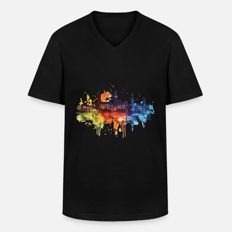 Velsen - Männer-T-Shirt mit V-Ausschnitt - Schwarz