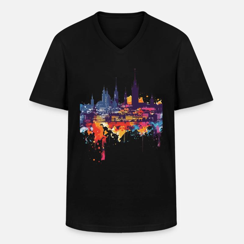 Graudenz - Männer-T-Shirt mit V-Ausschnitt - Schwarz