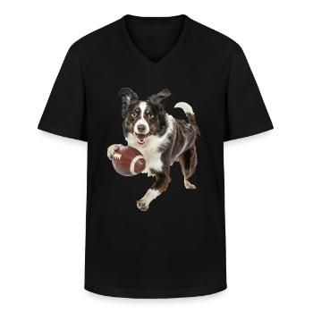 Border Collie - Männer-T-Shirt mit V-Ausschnitt - Schwarz - Vorne - AI Model Male 178 dark (178cm)