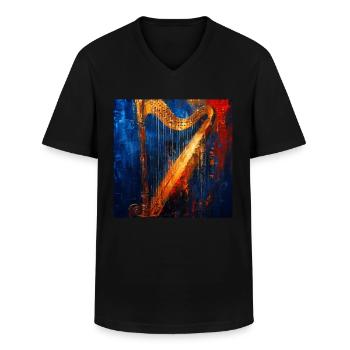 Harpe - T-shirt col V Homme - noir - Devant - AI Model Male 178 dark (178cm)